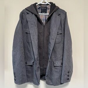 Calvin Klein Men’s Hooded Barn Jacket Denim Chore Utility Coat Size M